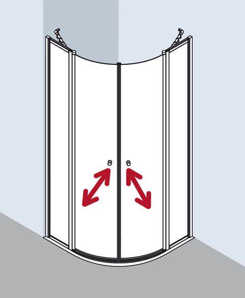 Kermi NOVA 2000 Viertelkreis-Duschkabine mit Pendeltüren mit Festfeldern N2 P-N2P480801811KM Kermi NOVA 2000 Viertelkreis-Duschkabine mit Pendeltüren mit Festfeldern N2 P-N2P480801811KM