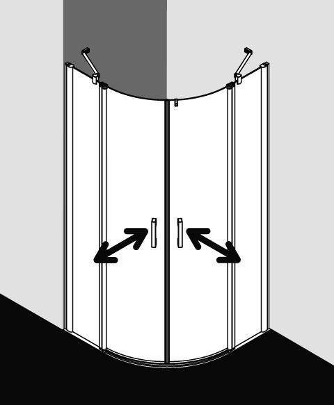 Kermi PEGA Viertelkreis Duschkabine Pendeltüren mit Festfeldern PE P55-PEP5508020VAKM Kermi PEGA Viertelkreis Duschkabine Pendeltüren mit Festfeldern PE P55-PEP5508020VAKM