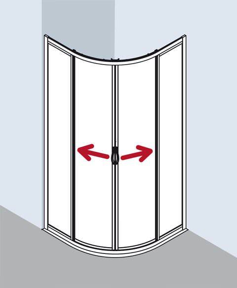 Kermi NOVA 2000 Viertelkreis-Duschkabine mit Gleittüren N2 R-N2R480801811KM